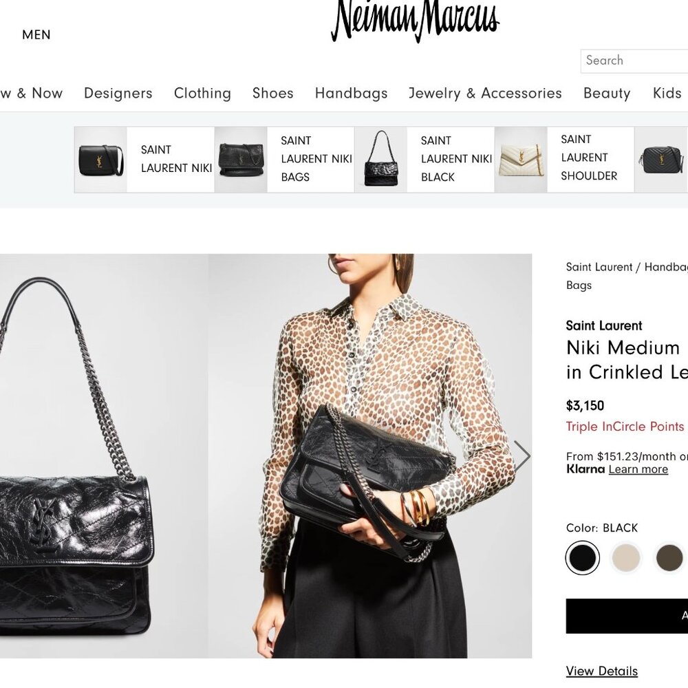 Niki Medium Flap YSL Shoulder Bag in Crinkled Leather